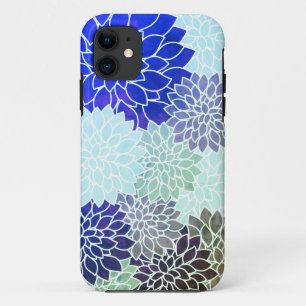 Blauw Paars groen bloemen Case-Mate iPhone Case