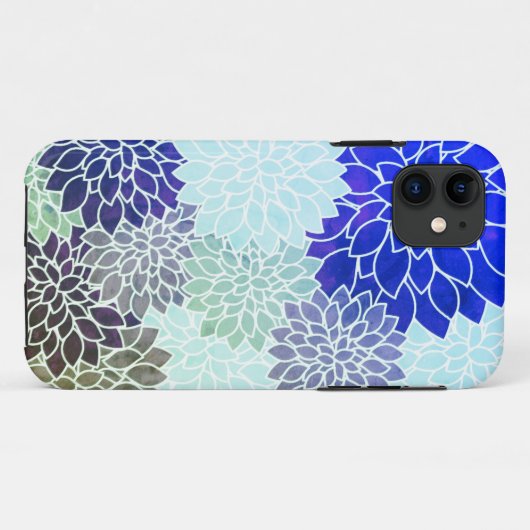 Blauw Paars groen bloemen Case-Mate iPhone Case (Achterkant (horizontaal))