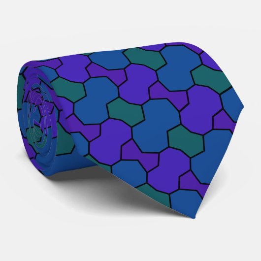 Blauw Paars groen patroon Stropdas (Opgerold)