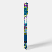 Blauw Paars Groen Retro Floral Patroon met Naam Case-Mate iPhone Case (Achterkant / Rechts)