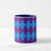 Blauw Paars Harlekijn Geruit Ontwerp Mok (Midden)