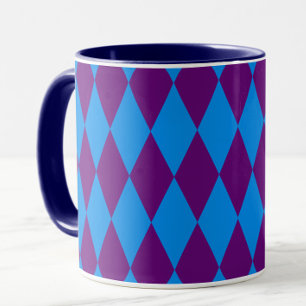 Blauw Paars Harlekijn Geruit Ontwerp Mok