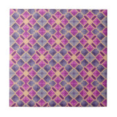 Blauw Paars lavender Mosaic Geometric Pattern Tegeltje (Voorkant)