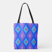 Blauw Paars Magenta Diamond Pattern Tote Bag (Achterkant)
