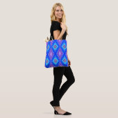 Blauw Paars Magenta Diamond Pattern Tote Bag (Op model)