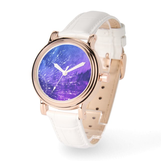 Blauw Paars Mandala Clouds Boho Bohemian Horloge (Hoek)