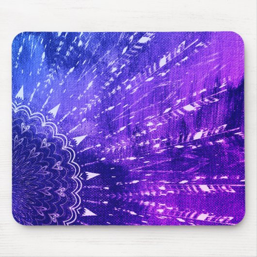 Blauw Paars Mandala Clouds Boho Bohemian Muismat (Voorkant)