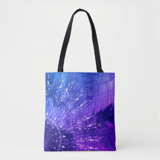 Blauw Paars Mandala Clouds Boho Bohemian Tote Bag (Voorkant)