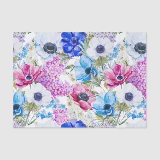 Blauw paars met de hand geschilderd waterverf bloe tissuepapier (Voorkant)