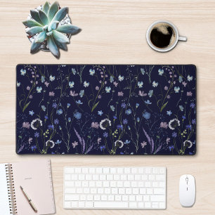 Blauw Paars Mooie Bloem Florale Patroon Bureaumat