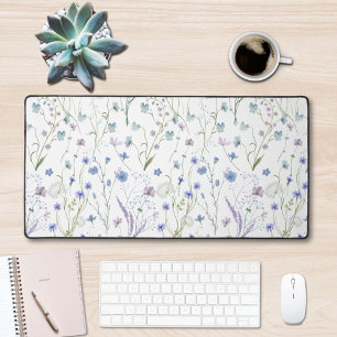 Blauw Paars Mooie Bloemen Bloemmotief Bureaumat