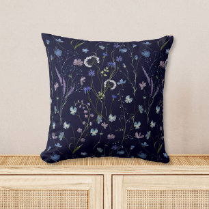 Blauw Paars Mooie Wilde Bloem Bloemenpatroon Kussen