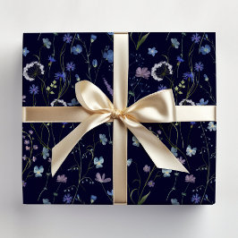 Blauw Paars Mooie Wilde Bloem Bloemmotief Cadeaupapier