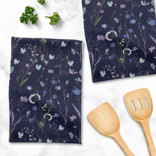 Blauw Paars Mooie Wilde Bloem Bloemmotief Theedoek