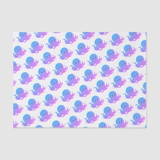 Blauw Paars octopus Cute Animal Tissuepapier (Voorkant)