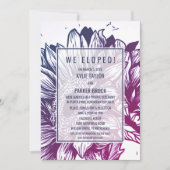 Blauw & Paars Ombre Zonnebloemen Elopement Ontvang Kaart (Voorkant)
