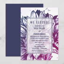 Blauw & Paars Ombre Zonnebloemen Elopement Ontvang