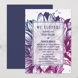 Blauw & Paars Ombre Zonnebloemen Elopement Ontvang Kaart