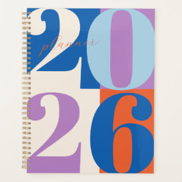 Blauw Paars Oranje Krachtige Jaar Kleur Blok Plann Planner