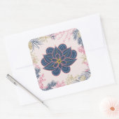 Blauw & Paars Paisley Bloem Vierkante Sticker (Envelop)