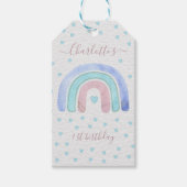 Blauw Paars Pastel Regenboog Eerste Verjaardag Cad Cadeaulabel (Voorkant)