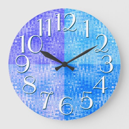 Blauw Paars Patroon Elegant Oversize Nummers Grote Klok (Voorkant)