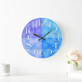 Blauw Paars Patroon Elegant Oversize Nummers Grote Klok (Huis)