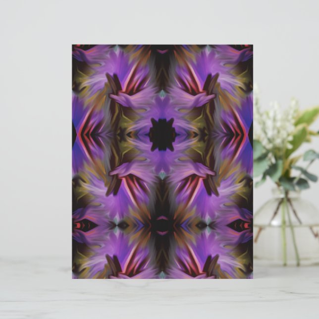 Blauw Paars penseel zwemt Abstract plakboekpapier (Staand voorkant)