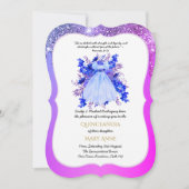Blauw Paars Quinceañera BLUE Floral Elegant Kaart (Voorkant)