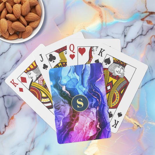 Blauw, Paars & Rood-Paarse Vloeibare Inkt, Monogra Pokerkaarten