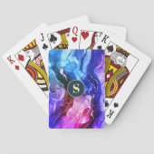 Blauw, Paars & Rood-Paarse Vloeibare Inkt, Monogra Pokerkaarten (Achterkant)