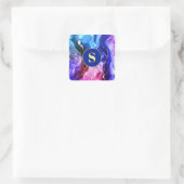 Blauw, Paars & Rood-Paarse Vloeibare Inkt, Monogra Vierkante Sticker (Tas)