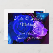 Blauw Paars Roos Sla de datum op Aankondigingskaart (Voorkant / Achterkant)