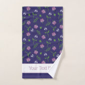 Blauw Paars Roses Rosebud Floral Print Bad Handdoek (Handdoek)