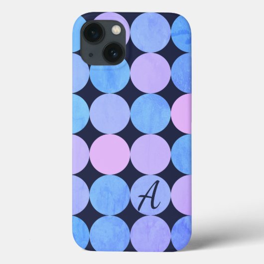 Blauw Paars & Roze Cirkels Monogram Case-Mate iPhone Case (Achterkant)