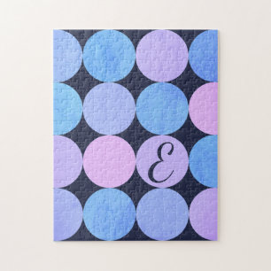 Blauw Paars & Roze Cirkels Monogram Legpuzzel