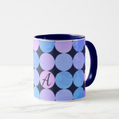 Blauw Paars & Roze Cirkels Monogram Mok (Voorkant rechts)