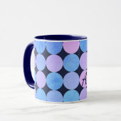 Blauw Paars & Roze Cirkels Monogram Mok (Voorkant links)