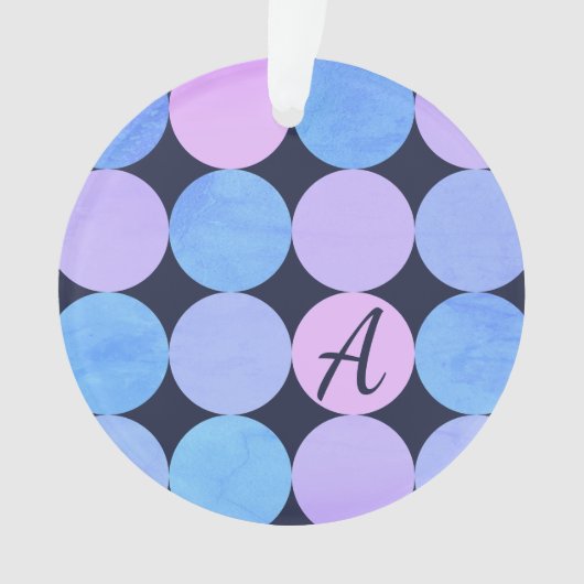 Blauw Paars & Roze Cirkels Monogram Ornament (voorkant)