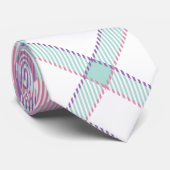 Blauw, Paars, roze en witte speldenstang Stropdas (Opgerold)