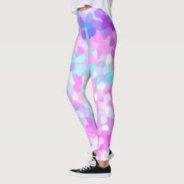 Blauw paars roze groen pastel Abstract Leggings