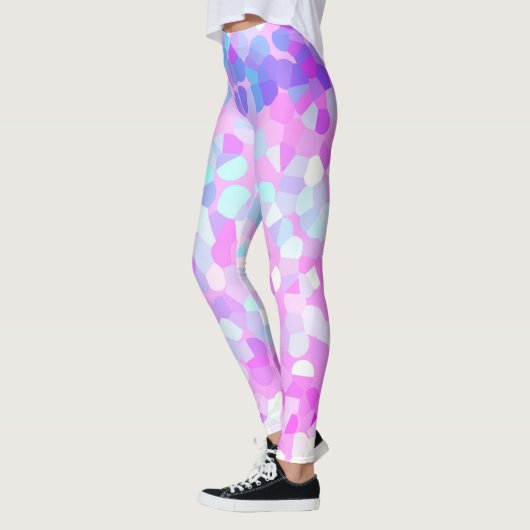 Blauw paars roze groen pastel Abstract Leggings (Links)