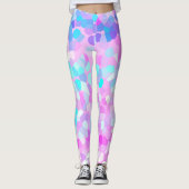 Blauw paars roze groen pastel Abstract Leggings (Voorkant)