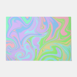 Blauw Paars roze groen pastollpatroon Deurmat