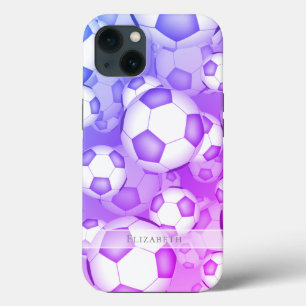 blauw paars roze kleurig voetbal patroon Case-Mate iPhone case