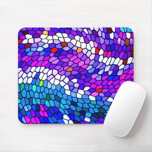 Blauw Paars roze mozaïeklantaarn Mousepad Muismat (Met muis)