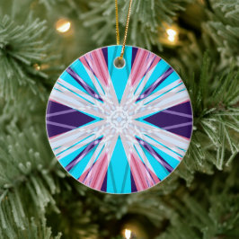 Blauw Paars roze witte wintersneeuwvlok Keramisch Ornament
