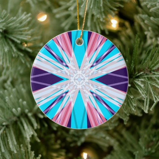 Blauw Paars roze witte wintersneeuwvlok Keramisch Ornament (Boom)
