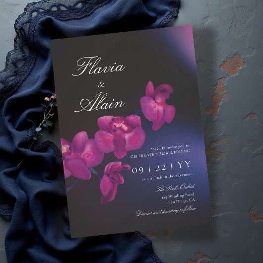 Blauw Paars Sfeervol Donker Romantisch Orchideeën Kaart