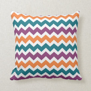 Blauw Paars Sinaasappel Chevron Decoratief Pillow Kussen